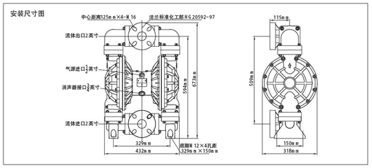 MK50鋁合金泵安裝尺寸圖